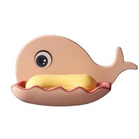 Creative Concise Whale Shape Double Layer Bathroom Asphalt Soap Rack Toilet Soap Box Non-Puncture Wall Mounted Shelf