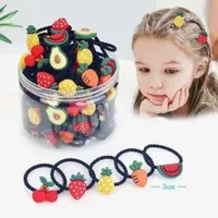 30 PCS/Box Wholesale Luxury Girls Cartoon Fruit Hair Rubber Band Children Baby Elastic Hair Band
