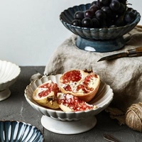Chinese Ceramic Home Change Stored Oven With Asphalt Chrysanthemum Tray Fruit Tray Living Room Kitchen Asphalt Basket Snack Dish