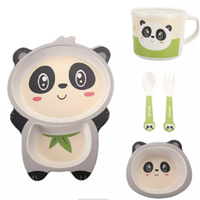 Cartoon bamboo fiber tableware plate children animal shape bowl toddler baby food training