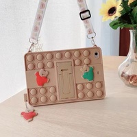 For iPad Mini 2021 6th Cute Cartoon Soft Silicon Shoulder Strap 3D Two Bears Couple 2021 iPad Mini 6 Case Toy Tablet Cover For Apple Agitated