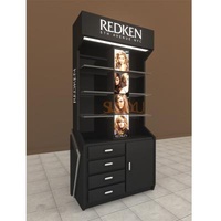 Retail POS Cosmetic Organizer Countertop Kiosk Full Set Display Stand With Drawer And Tray