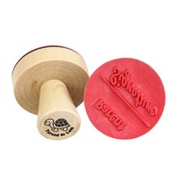 Custom Children's toy Environmental Cartoon Handle Round Wooden Rubber Ink For Kids