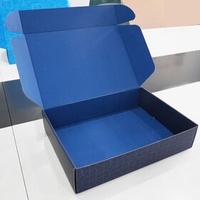 Soft touch lamination box blue luxury custom logo printed carton box hardware shipping mailer box