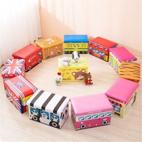Child car home creative folding leather stool toy box cartoon cute multifunctional sofa stool