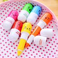 Vitamin Ballpoint Pen Novelty Retractable Gift Ball Pen with Smiling Face Cute Cartoon Emotion
