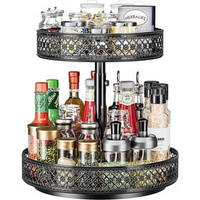 Wholesale multi purpose metal 2 tiers countertop storage rack storage holders & rotating spice