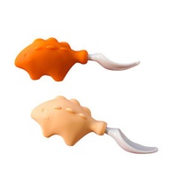Silicone Baby Spoon Cartoon Dinosaur Short Handle Training Children's Food Fork Spoon