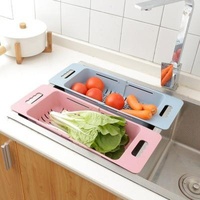 Sustainable Kitchen Tools Retractable Adjustment Wheat Straw Drain Asphalt Basket