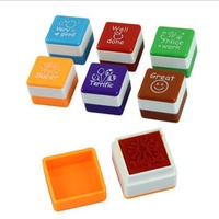 Toy DIY Teacher self inking stamp new Cartoon Kids Stamp Set School square motivation