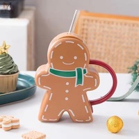 Best Modern Design 16oz Cartoon Cute Ceramic Christmas Gingerbread Coffee Mug Water rack