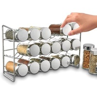 Metal Wire Countertop Spice Rack Wall Mount Countertop 4 Tiers Spice Jar Rack Spice Rack Organizer for Kitchen Counterto
