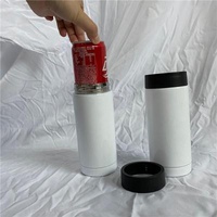 Sustainable Asphalt 12oz White Slim Lean Stainless Steel Vacuum Insulated Thermos Bottle Cooler For 12oz Slim Cans