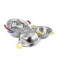 Viable Stainless Steel Fruit Wash Colander Rice Sieve Dense Hole Asphalt Basket Color Ears Universal