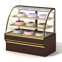 Double-temperature hot sale mini countertop marble and wood cake display showcase kiosk fridge on sale acrylic cake shelf