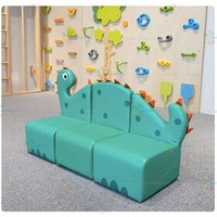 Cartoon Kids Sofa Bench Kindergarten Leisure Corner Bench with Table Set