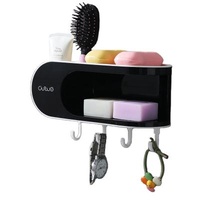 Sustainable toilet accessories double-layer soap box shelf NO--punching creative suction cup toilet asphalt wall-mounted bathroom sets box