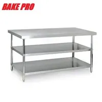 3-Layer Countertop Workbench Hotel Restaurant Equipment Kitchen Food Preparation Workbench Stainless Steel Workbench