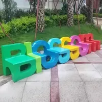 English-Style Outdoor Indoor Leisure Lounge Chair Fiberglass Shopping Mall Long Cartoon Seat Letter Bench