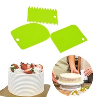 Sustainable Baking 3Pc Pastry Tools Plastic Dough Knife Glazing Fondant Scraper Decorating Single Smooth Jagged Edge Spatulas Cutters Cake Tool