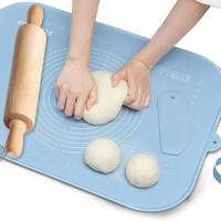Customizable Non-Stick Silicone Pastry Mat With Rotating Wooden Rolling Pin And Handles Etrips