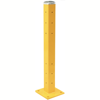 Bollard Yellow Metal Iron Top with Cover Post Body 6 Round Holes on Both Sides Warehouse Guardrail Ends Steel Bollards