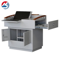 New design school multimedia teaching platform podium wood wrapped handrail smart podium for teacher
