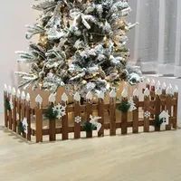100x30cm Christmas Tree Fence Thick Wooden Picket Fence for Christmas Tree Picket Fence Panels for Navidad Guardrail Indoor Deco