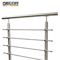 Home Interior Staircaes Pipe Balustrade & Handrail Design Stair Round Pipe Stainless Steel Railing Handrail Pillar Modern