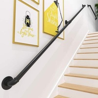 6.6FT Industrial Industrial Black Iron Attic Staircase Vintage Steel Pipe For Porch Staircase Outdoor Indoor Railings And Handrails