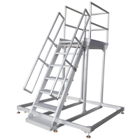 Alu Alloy Profile Folding Walkway Step Ladder Stairs Custom Mobile Stairway Ladder Transfer Maintenance Platform with Handrail