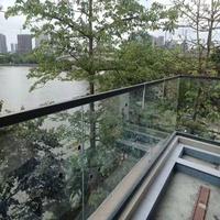 Outdoor Deck Frameless Glass Railing System With Handrail On Glass Top