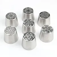 Baking Tools MRF Est Arrivals 7 PCS Stainless Steel XL Russian Icing Nozzles Set With Brush Pastry Tips Kit HBLBNOSET9