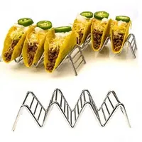Baking Pastry Tools Stainless Steel Taco Holders Wave Shape Mexican Food Rack 3-4 Slots Hard Shells Pancake Stand Holder Drop Delive Dh3Bw