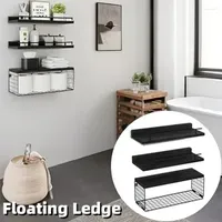 Kitchen Storage Floating Multi-layer Rack Room Decor Shelf Wall Mounted With Protective Metal Guardrail Bathroom Home Accessories