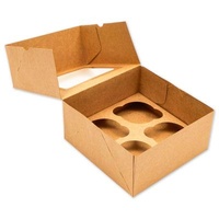 Recyclable Cheap Wedding Christmas Gift Wrapping Boxes Bakery Pastry Box With Clear Pet Lid Brown Kraft Paper Bag