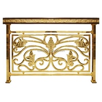 Luxury Design Hotel Royal Style Indoor Brass Handrail Manor House Gold Color Wood Handrail Stair Railing
