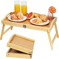 Bamboo Home Creative Foldable Foot Breakfast Pastry Bamboo Tray