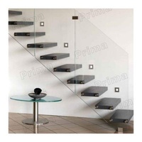 Indoor Popular Style Floating Stair Case With Carbon Steel/Stainless Steel/Pvc/Wood Handrail