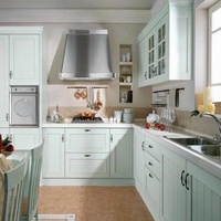 Blue European Membrane Press Cabinet MDF Material Thickening Gate Ladle Basket Counter Underbasin Supply Villa Project
