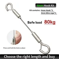 For 4mm/5mm Heavy Automatic Wire Rope Spring Hook Adjustable Clothesline Tent Guardrail Lock Hardware Accessories Load 140KG