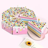 Hot Sell Birthday Wedding Folding Triangle Cake Box Gift Pastry Paper Boxes