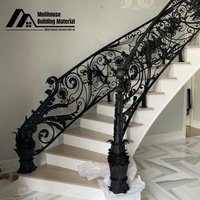 European Style Wholesale Exterior Balustrades Handrails Balcony Fences Durable Public Industrial Security Wrought Iron Railing