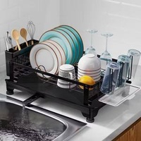 Hot Selling Retractable Bow and Dish Rack Adjustable Corner Drainage for Kitchen Storage Holders & Racks