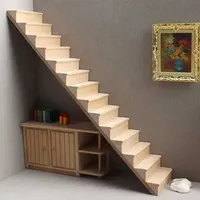 1 12 Dollhouse Miniature Staircase Mini No Handrail Stairs Furniture Model Decor Toy Doll House Accessories Y240807