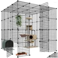 Cat Carriers Crates Houses Large Cage Enclosures Indoor Detachable Metal Wire Kennels Diy Playpen Kitten Crate Exercise Place Ideal Dr Dhxuq