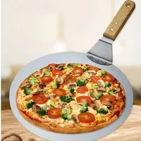 NEW Anti-scalding Pizza Shovels Wooden Handle Round Paddle Spatula Stainless Steel Cake Pastry Baking Tool Kitchen Accessories