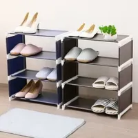 4 Tier ShoeRack Wide Shoe Storage Organizer Sturdy Shoes Stand Non-Woven Fabric Free Standing Boots Racks for Entryway