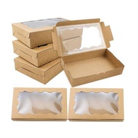Kraft Biscuit Box With Clear Window Small Cookie Box Container for Dessert Pastry Candy Packaging