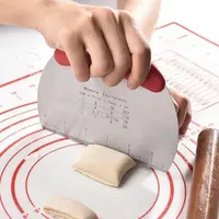 Stainless steel dough cutter with scale pastry scraper chopper pizza separator semi-circular bread separator flour pastry tool X240920